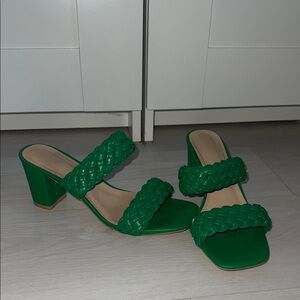 Green Braided Women's Heels
